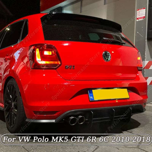 VW Polo MK5 GTI 6R 6C Two/Four Door Facelift 2010-2018 Car Rear Bumper Diffuser S Kit Tuning Black - Worldwide Exotic Styles