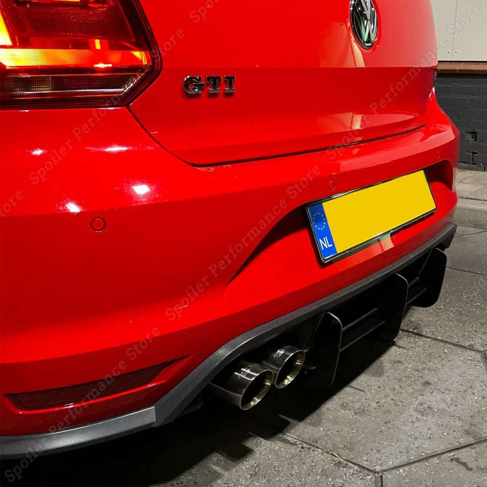 VW Polo MK5 GTI 6R 6C Two/Four Door Facelift 2010-2018 Car Rear Bumper Diffuser S Kit Tuning Black - Worldwide Exotic Styles