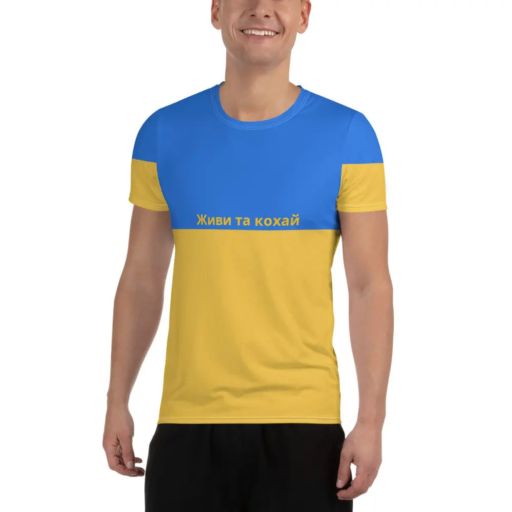 Ukraine Men's Athletic T-shirt Life and love in Ukraine Worldwide Exotic Styles