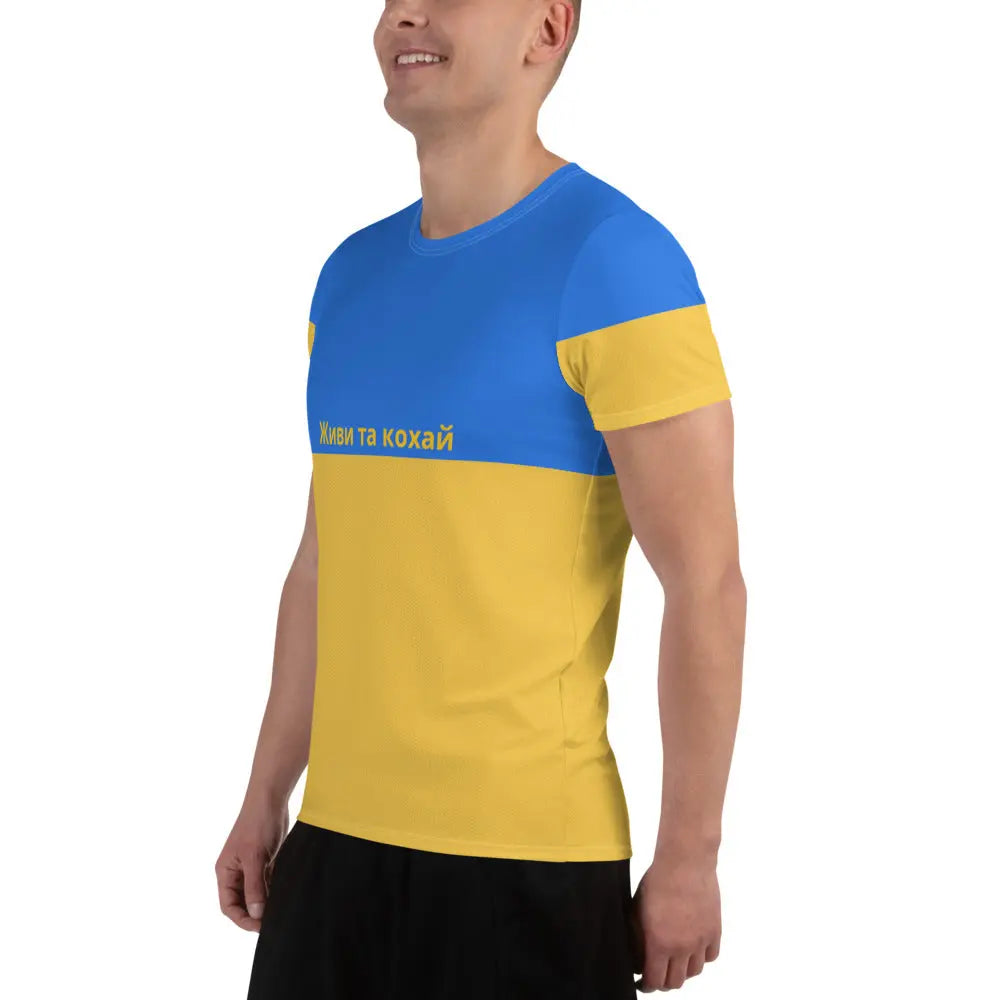 Ukraine Men's Athletic T-shirt Life and love in Ukraine Worldwide Exotic Styles